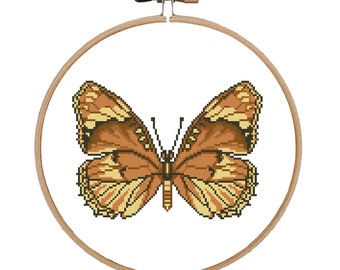 Brown Butterfly Cross Stitch Pattern: Summer Design (PDF Pattern)