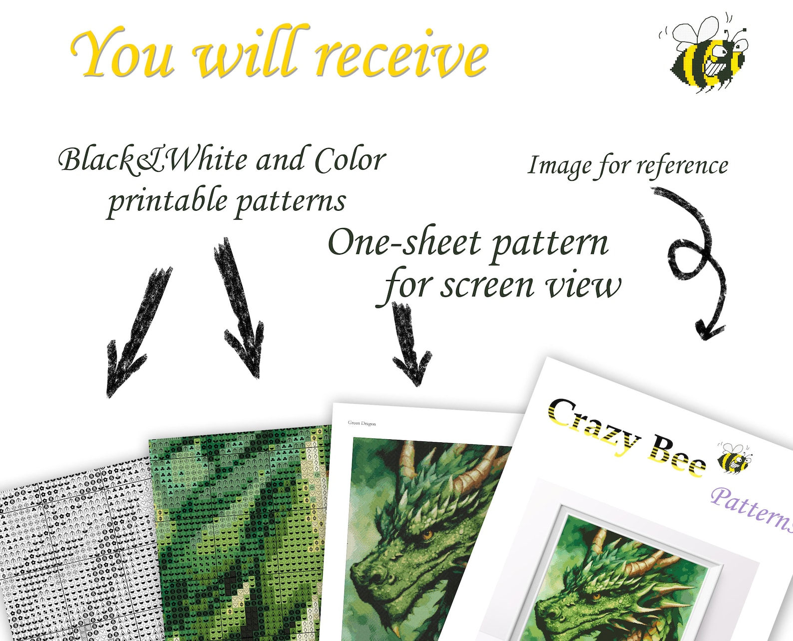 Green Dragon Cross Stitch Pattern: Magical Creature Design (PDF Pattern ...