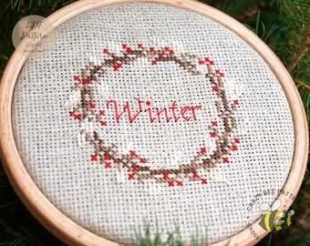 Weihnachtskranz Kreuzstichmuster - Winter Pdf Cross Stitch Design