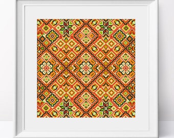Ethnic ornament #4 cross stitch pattern Geometric cross stitch design Ethnic ornament Counted cross stitch Folk art Cushion pdf pattern