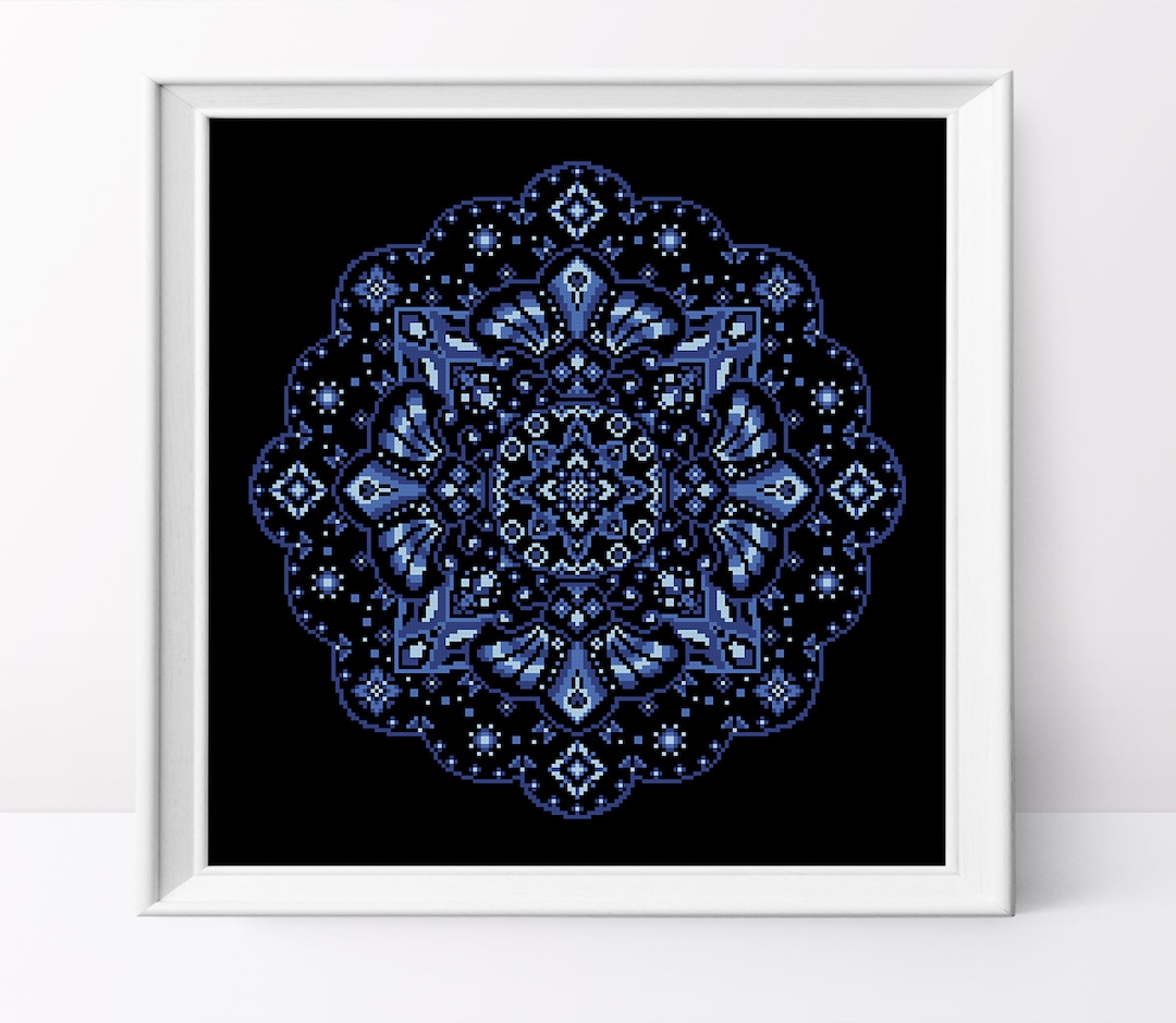 Blue Mandala #2 Cross Stitch Pattern Mandala Cross Stitch Design ...
