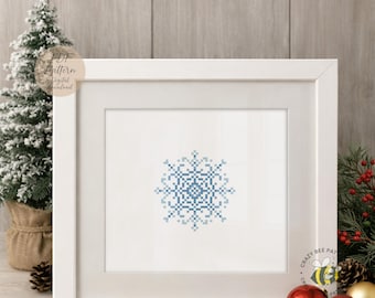 Blaue Schneeflocke Kreuzstichmuster: Winter Geometrisches Design (PDF-Muster)