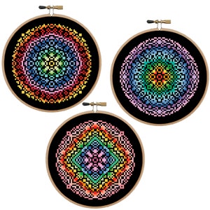 Rainbow Mandala Cross Stitch Pattern: Geometric Art (PDF Pattern)