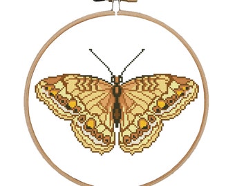 Beige Butterfly Cross Stitch Pattern: Modern Insect Art (PDF Pattern)