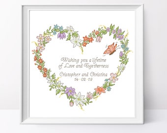 Blumen Herz Hochzeit Kreuzstichmuster (PDF)