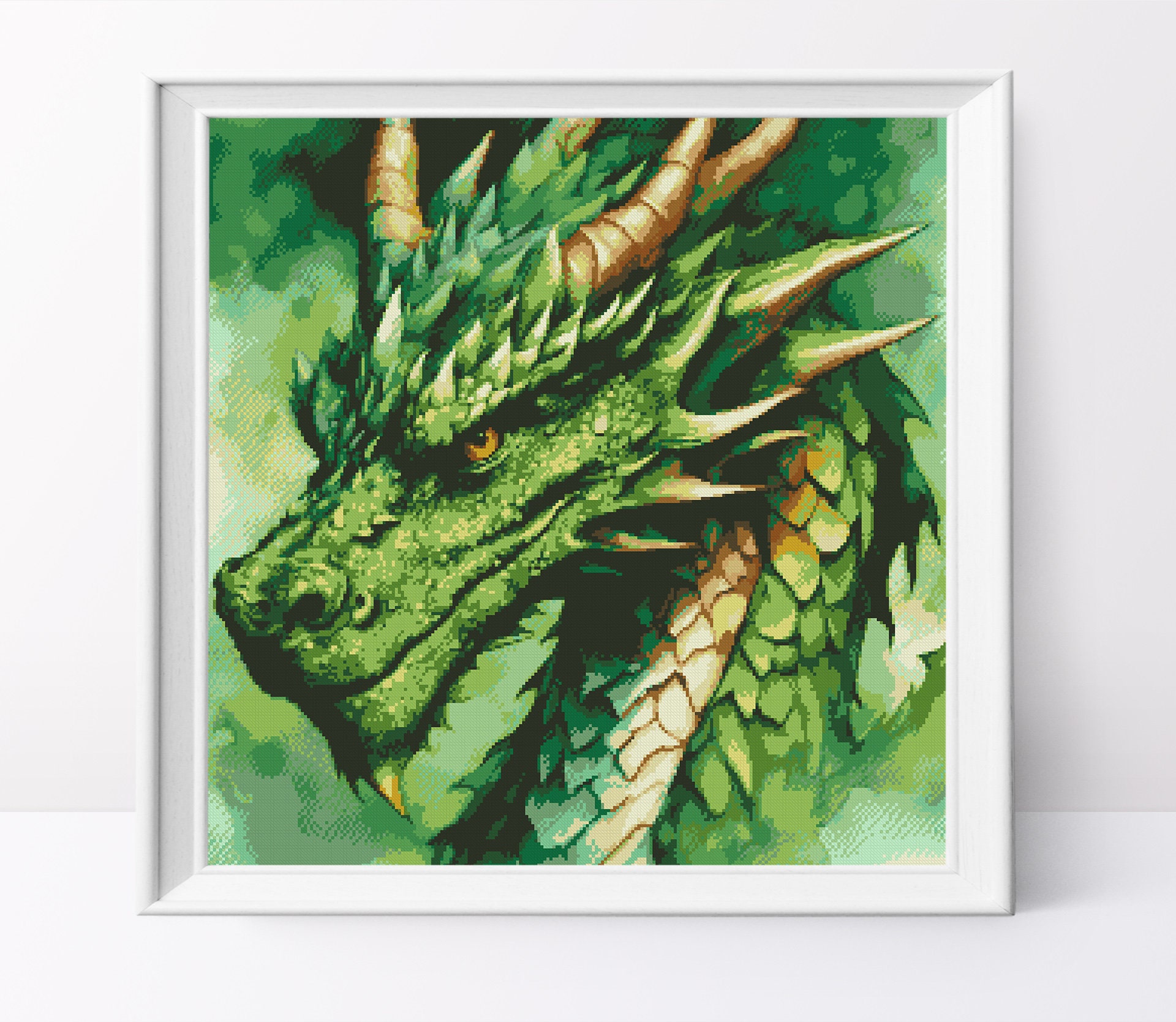 Green Dragon Cross Stitch Pattern: Magical Creature Design (PDF Pattern ...