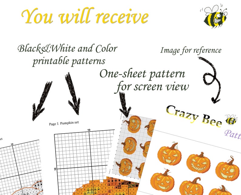 Pumpkin Set Cross Stitch Pattern Pumpkins Pdf Chart Halloween - Etsy