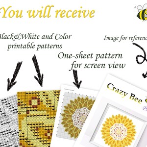 Bright sunflower mandala cross stitch pattern Sunflower design Flower mandala pdf pattern Geometric sunflower cross stitch Boho gift image 4