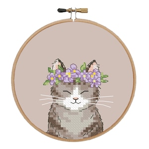 Cute brown cat cross stitch pattern Animal cross stitch design Little cat pdf pattern Pet pdf pattern Cat lover gift Modern cross stitch