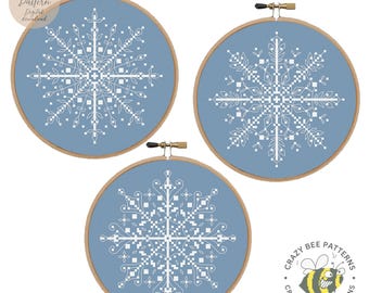 Schneeflocken Kreuzstichmuster - Snowflake Ornament Designs PDF Muster