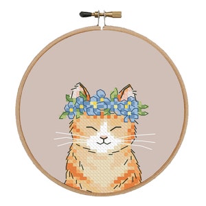 Cute ginger cat cross stitch pattern Pet cross stitch design Little ginger cat pdf pattern Animal cross stitch pattern Cat lover gift