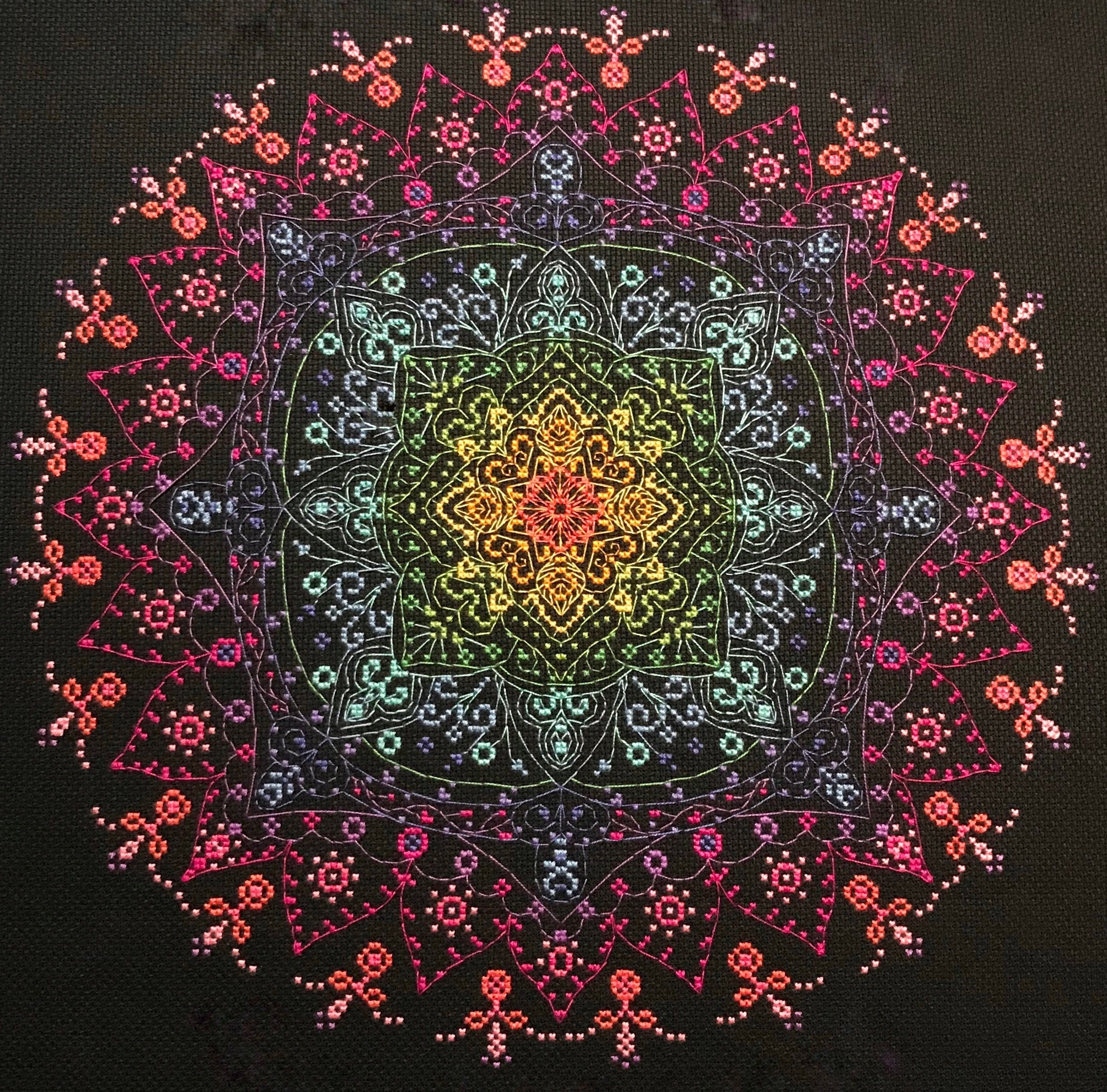Rainbow Lace Mandala Cross Stitch Pattern: Geometric Modern Design (PDF ...