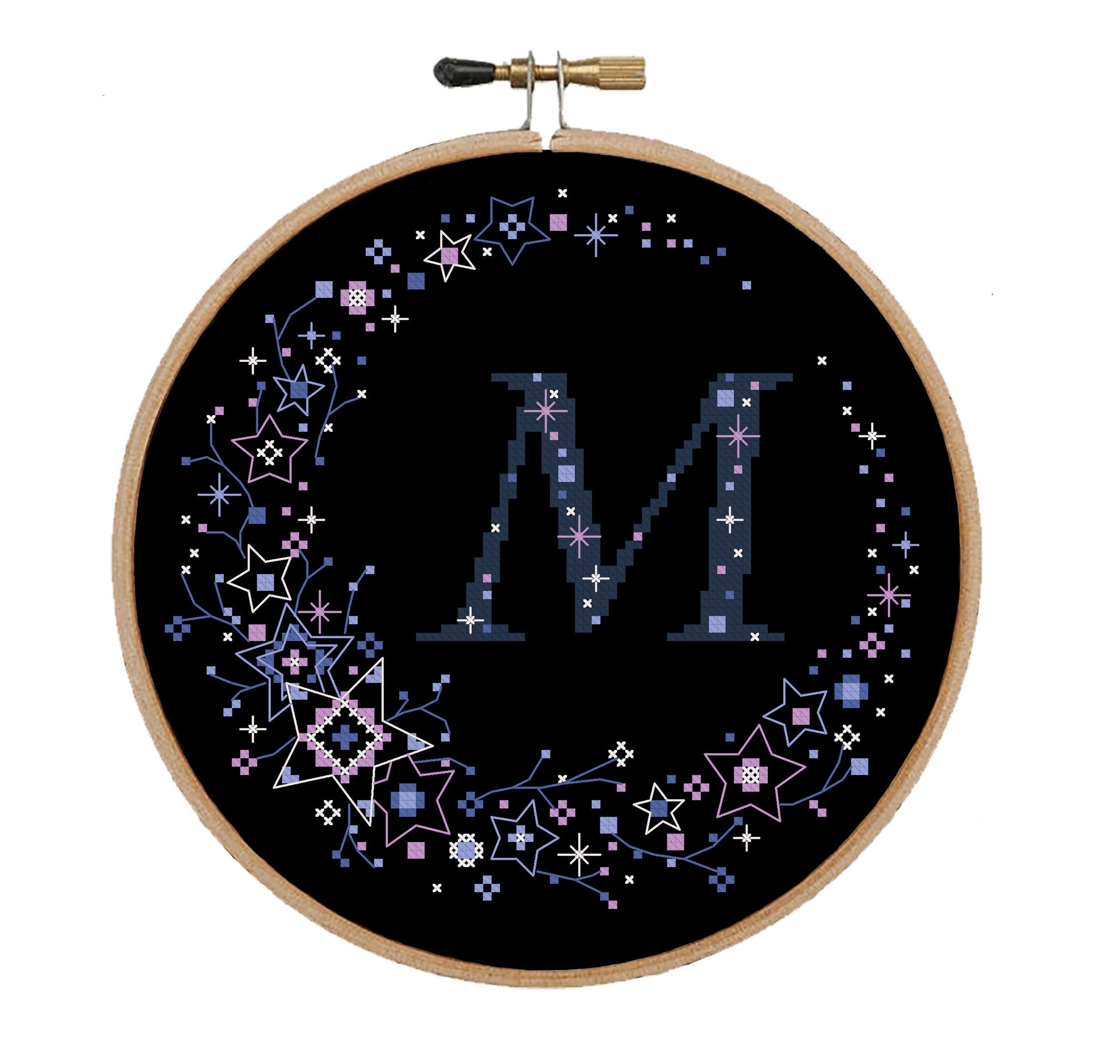 Star Monogram M Cross Stitch Pattern Letter M Cross Stitch Etsy