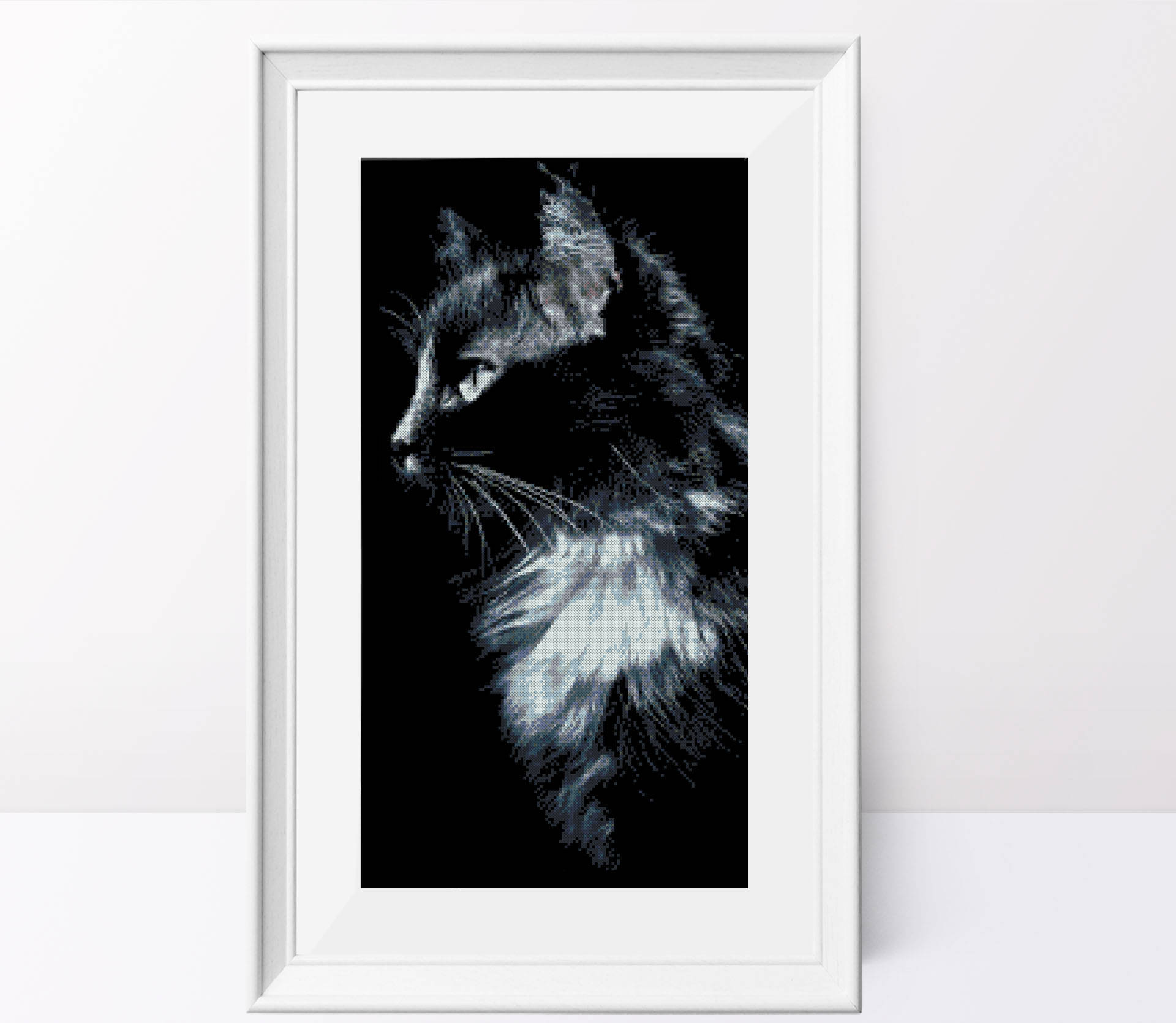 Black and white cat cross stitch pattern Animal pdf pattern Etsy