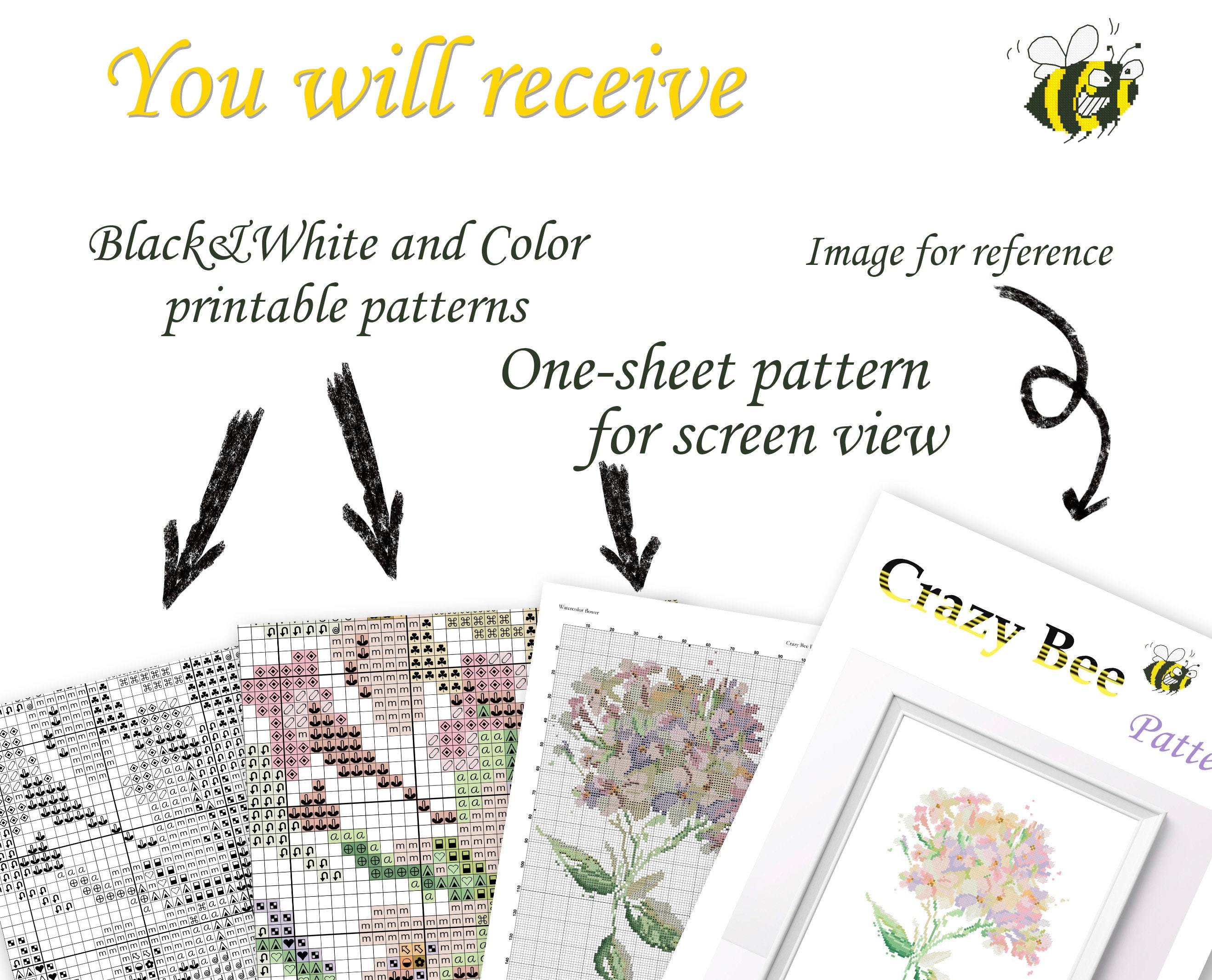 Watercolor flower cross stitch pattern Flower design Tender Etsy.de
