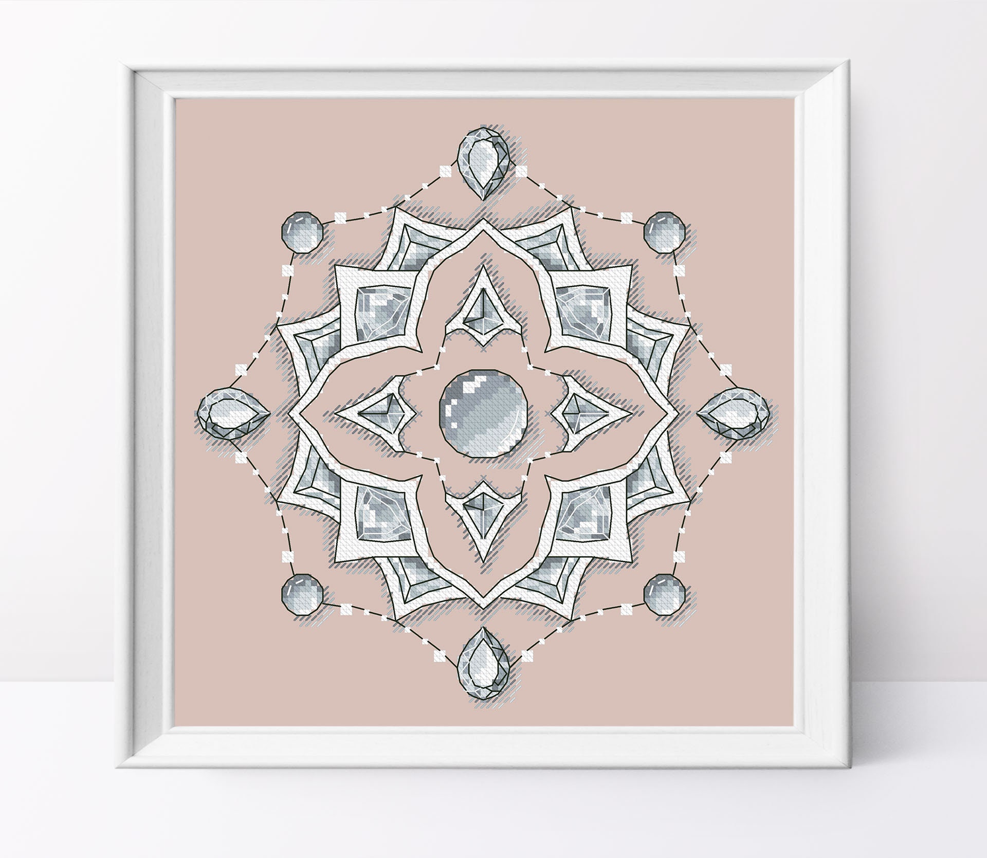 Download White 3d Mandala Cross Stitch Pattern Mandala Design Jewel Etsy