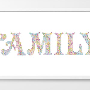 Colorful Family Sign Cross Stitch Pattern (PDF Pattern)