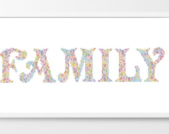 Colorful Family Sign Cross Stitch Pattern (PDF Pattern)