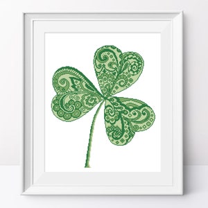 Shamrock cross stitch pattern St Patrick's day cross stitch Clover cross stitch pdf Modern cross stitch pattern Counted cross stitch design image 1