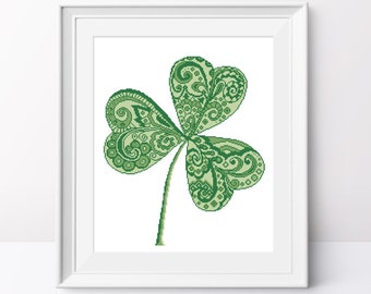 Shamrock Cross Stitch Pattern: St Patrick's Day Clover (PDF Pattern)