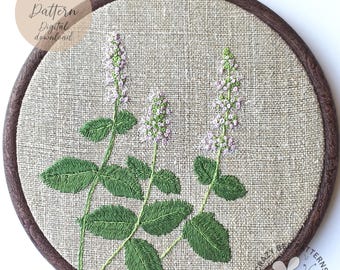 Stickmuster - Minzblume - Handstickerei Stickmuster (PDF Muster)