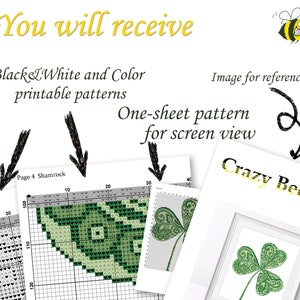 Shamrock cross stitch pattern St Patrick's day cross stitch Clover cross stitch pdf Modern cross stitch pattern Counted cross stitch design image 4