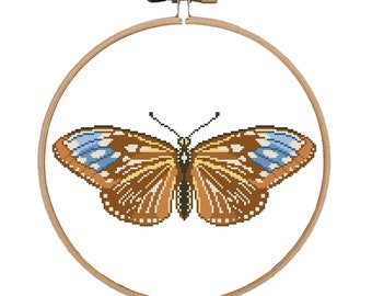 Brown Butterfly Cross Stitch Pattern: Modern Insect Design (PDF Pattern)