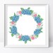 Blue Hydrangea Wreath Cross Stitch Pattern Garden Flowers Cross Stitch ...