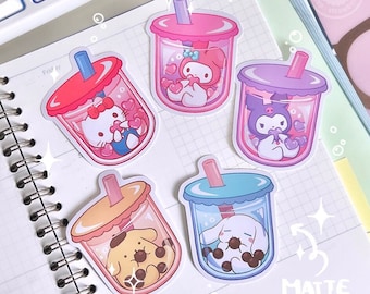 Pegatinas de personajes Boba // Pegatina para portátil, arte digital, pegatinas, pegatina para botella de agua, papelería, ilustración