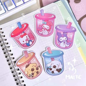 Character Boba Stickers || Laptop Sticker, Digital Art, Stickers, Water Bottle Sticker, Stationery, Illustration