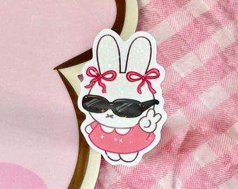 Miffy with Sunglasses Sticker | Weather-Resistant Vinyl Art for Laptops, Water Bottles