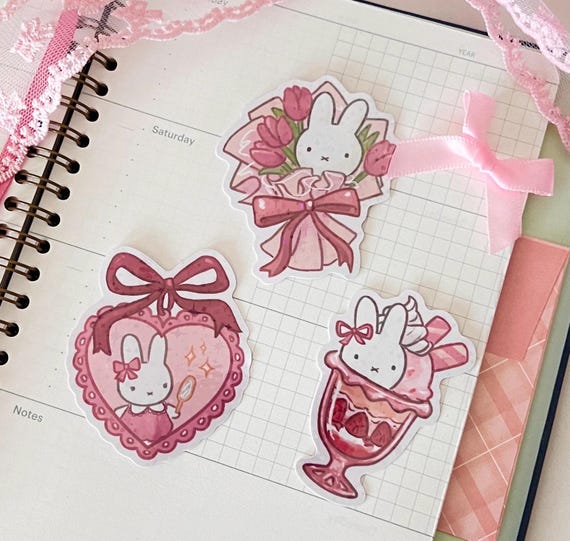 Pink Miffy Stickers | Vinyl Laptop, Water Bottle, Stationery Art