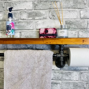 Bathroom Shelf + Pipe Towel & Toilet Roll Holder