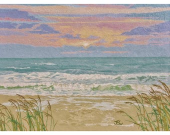 Ocean waves print, Outer banks art, Modern coastal wall decor, Original seascape painting