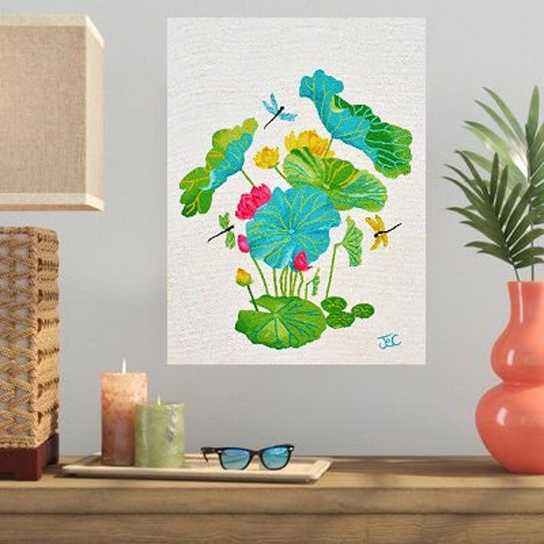 Lotus Art Print Water Lily Pad Lily Print Lotus Flower - Etsy
