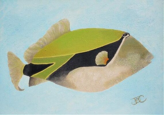 Colorful fish art, Underwater painting, Tropical wall art, Sea life painting, Hawaiian artwork