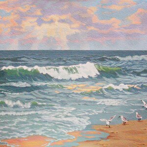 Beach themed decor , Ocean waves print , Outer Banks art , Beach sunrise