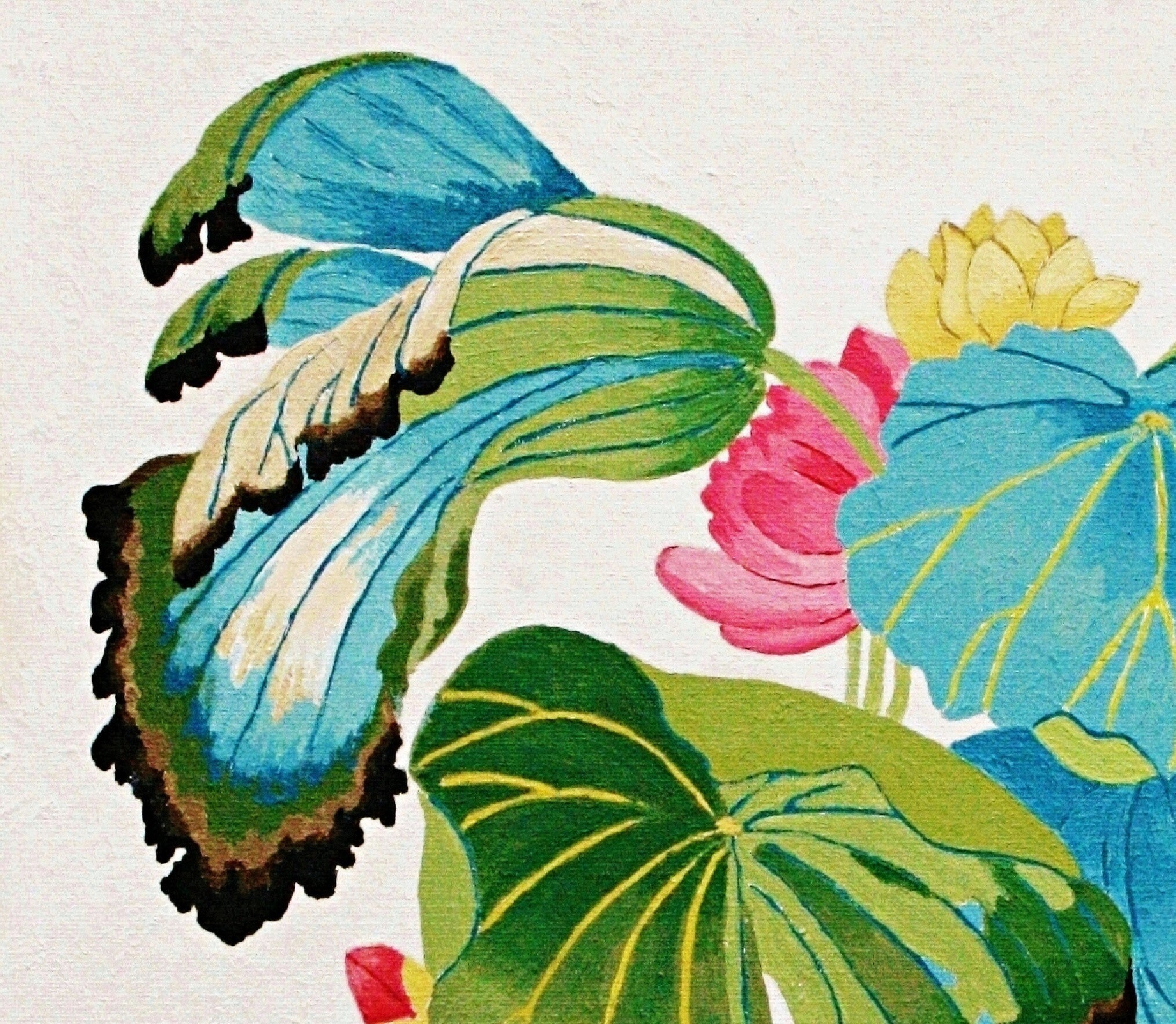 Lotus Flower Wall Decor , Lily Pad Art , Water Lily Art Print , Wading ...