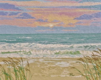 Ocean waves print, Outer banks art, Modern coastal wall decor, Original seascape painting