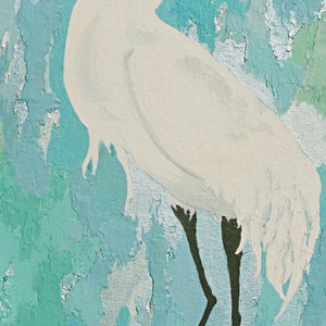 Egret wall art 2 , Original bird painting , Egret print , wading bird , Coastal wall art image 4