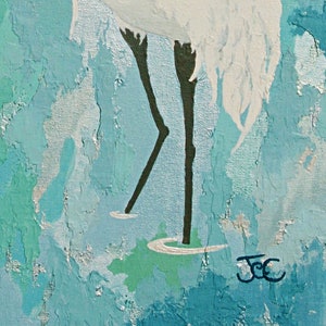 Egret wall art 2 , Original bird painting , Egret print , wading bird , Coastal wall art image 5