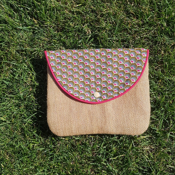 Pochette wax et toile de jute