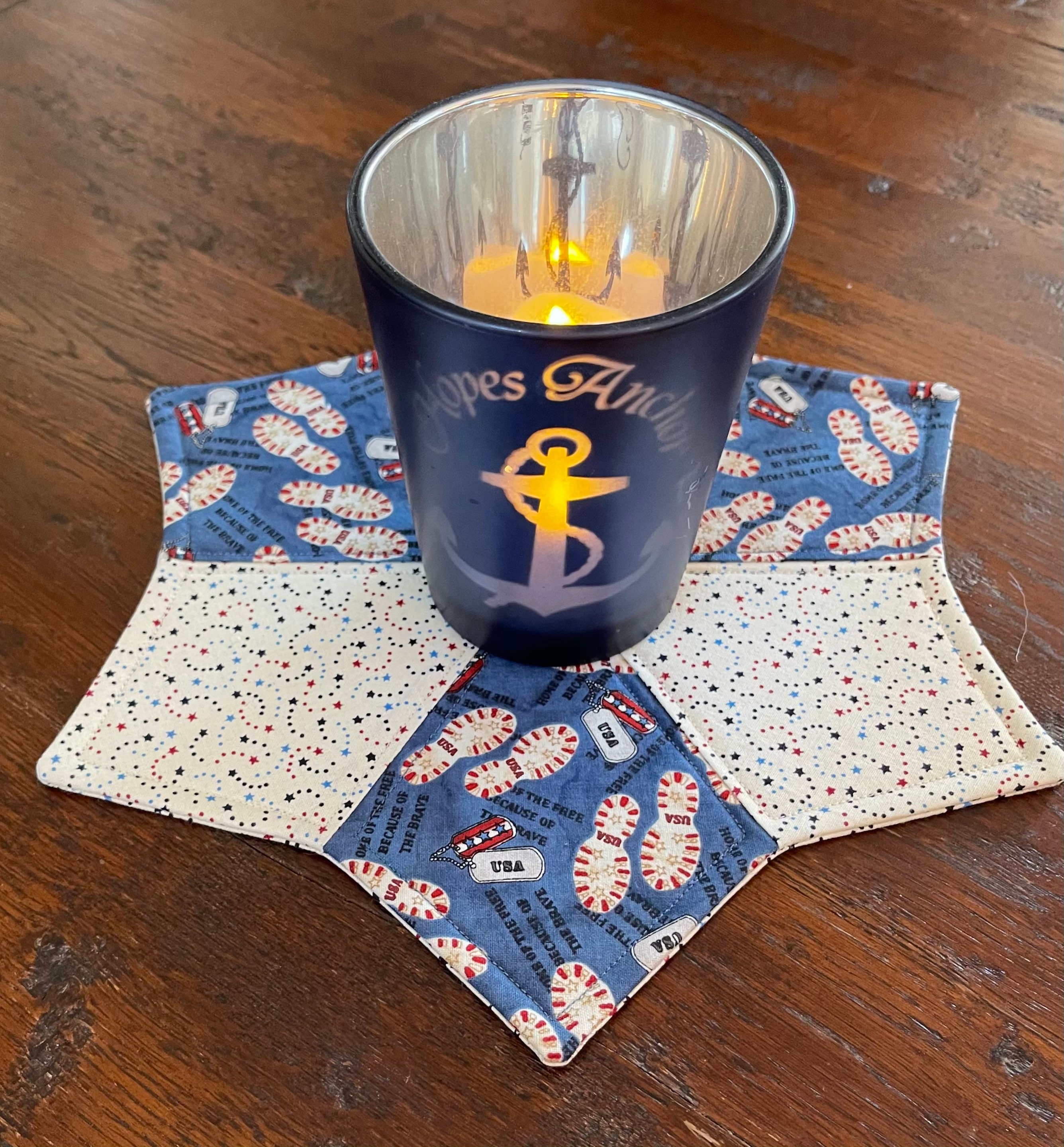 Patriotic Blue Quilted Table Topper/candle Mat - Etsy