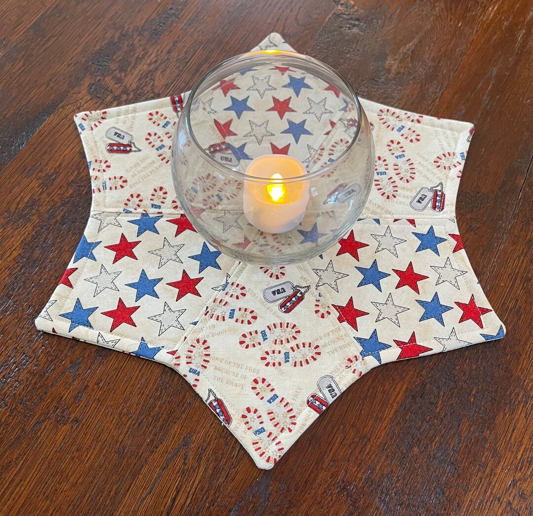Patriotic Quilted Table Topper/candle Mat - Etsy