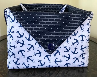 Anchors quilted fabric basket