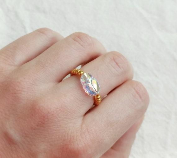 Swarovski Crystal Beetle Ring Etsy Australia