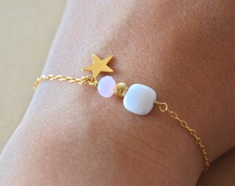 Gold-plated white And star Agathe bracelet