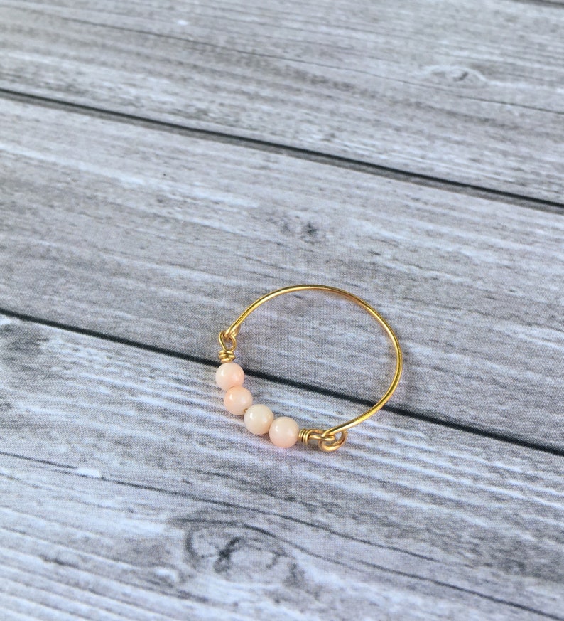 Gold-plated pink coral ring