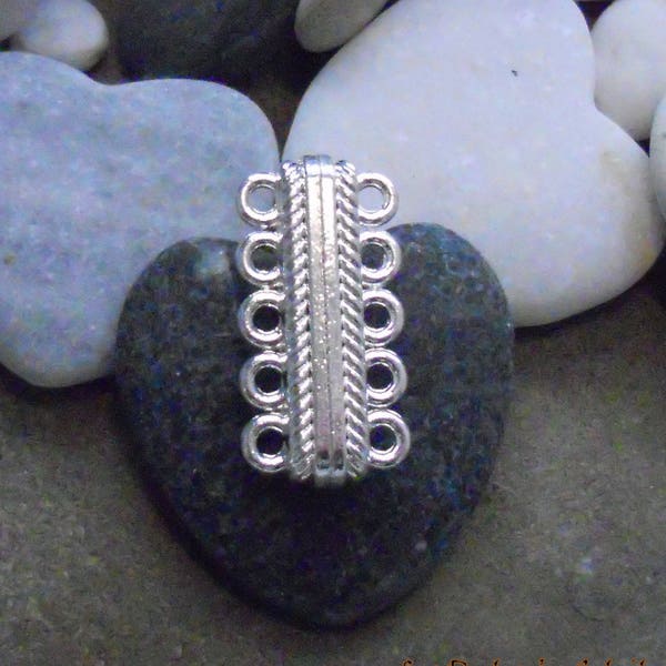 1 multi-row magnetic clasp 5 rows silver color 17x33x8mm