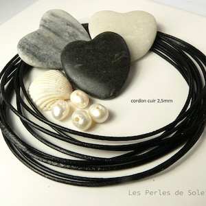 black genuine leather cord - 2mm and 2.5mm - 1 meter